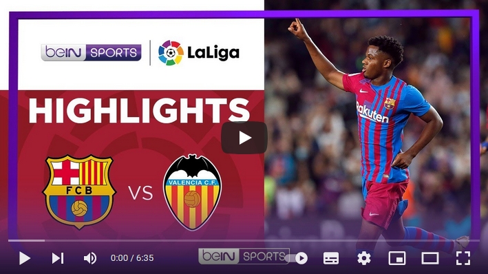 ไฮไลท์ฟุตบอลลาลีกา สเปน บาร์เซโลน่า 3 - 1 บาเลนเซีย