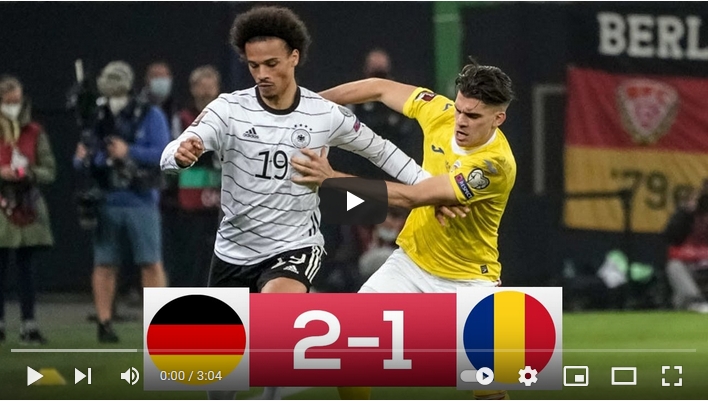 ไฮไลท์ฟุตบอลโลก รอบคัดเลือก โซนยุโรป เยอรมนี 2 - 1 โรมาเนีย