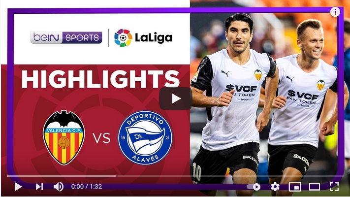 ไฮไลท์ฟุตบอลลาลีกา สเปน บาเลนเซีย 3 - 0 อลาเบส