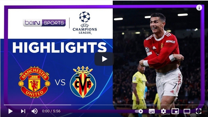 ไฮไลท์ฟุตบอลยูฟ่า แชมเปี้ยนส์ ลีก แมนเชสเตอร์ ยูไนเต็ด 2 - 1 บียาร์เรอัล