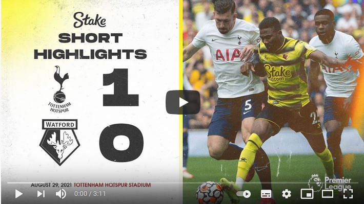 ไฮไลท์ฟุตบอลพรีเมียร์ลีก อังกฤษ ท็อตแน่ม ฮ็อทสเปอร์ 1 - 0 วัดฟอร์ด