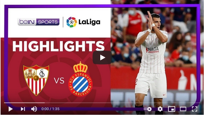 ไฮไลท์ฟุตบอลลาลีกา สเปน เซบีย่า 2 - 0 เอสปันญ่อล
