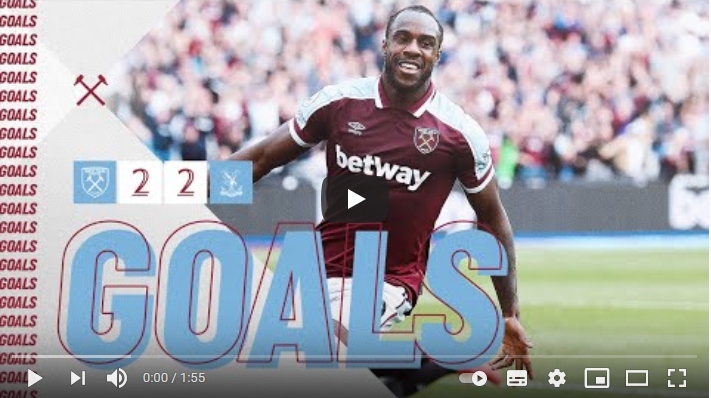 ไฮไลท์ฟุตบอลพรีเมียร์ลีก อังกฤษ เวสต์แฮมยูไนเต็ด 2 - 2 คริสตัล พาเลซ