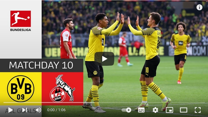 ไฮไลท์ฟุตบอลบุนเดสลีกา เยอรมัน โบรุสเซีย ดอร์ทมุนด์ 2 - 0 โคโลญจน์