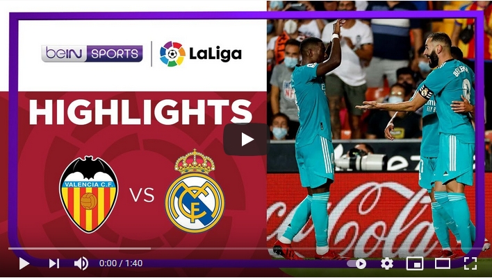 ไฮไลท์ฟุตบอลลาลีกา สเปน บาเลนเซีย 1 - 2 เรอัล มาดริด