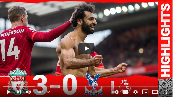 ไฮไลท์ฟุตบอลพรีเมียร์ลีก อังกฤษ ลิเวอร์พูล 3 - 0 คริสตัล พาเลซ