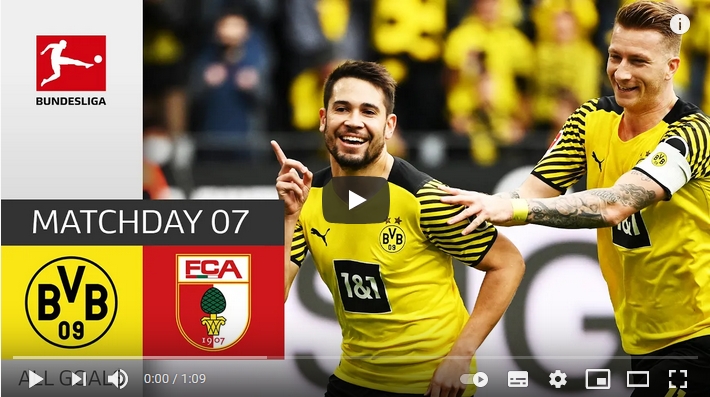 ไฮไลท์ฟุตบอลบุนเดสลีกา เยอรมัน โบรุสเซีย ดอร์ทมุนด์ 2 - 1 เอาก์สบวร์ก