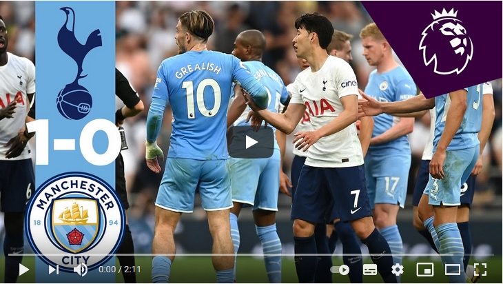 ไฮไลท์ฟุตบอลพรีเมียร์ลีก อังกฤษ ท็อตแน่ม ฮ็อทสเปอร์ 1 - 0 แมนเชสเตอร์ ซิตี้