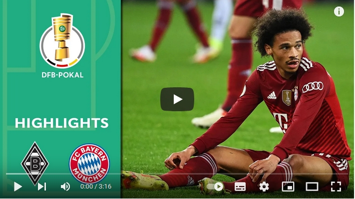ไฮไลท์ฟุตบอลเดเอฟเบโพคาล เยอรมัน โบรุสเซีย มึนเช่นกลัดบัค 5 - 0 บาเยิร์น มิวนิค