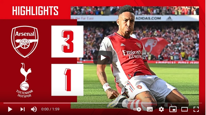 ไฮไลท์ฟุตบอลพรีเมียร์ลีก อังกฤษ อาร์เซน่อล 3 - 1 ท็อตแน่ม ฮ็อทสเปอร์